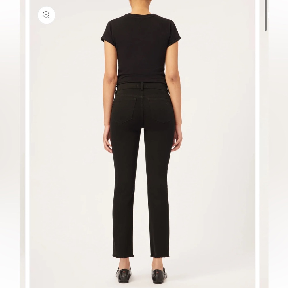 DL1961 Mara Straight Mid Rise Instasculpt Ankle Jeans Black Peached Raw - Picture 2 of 10